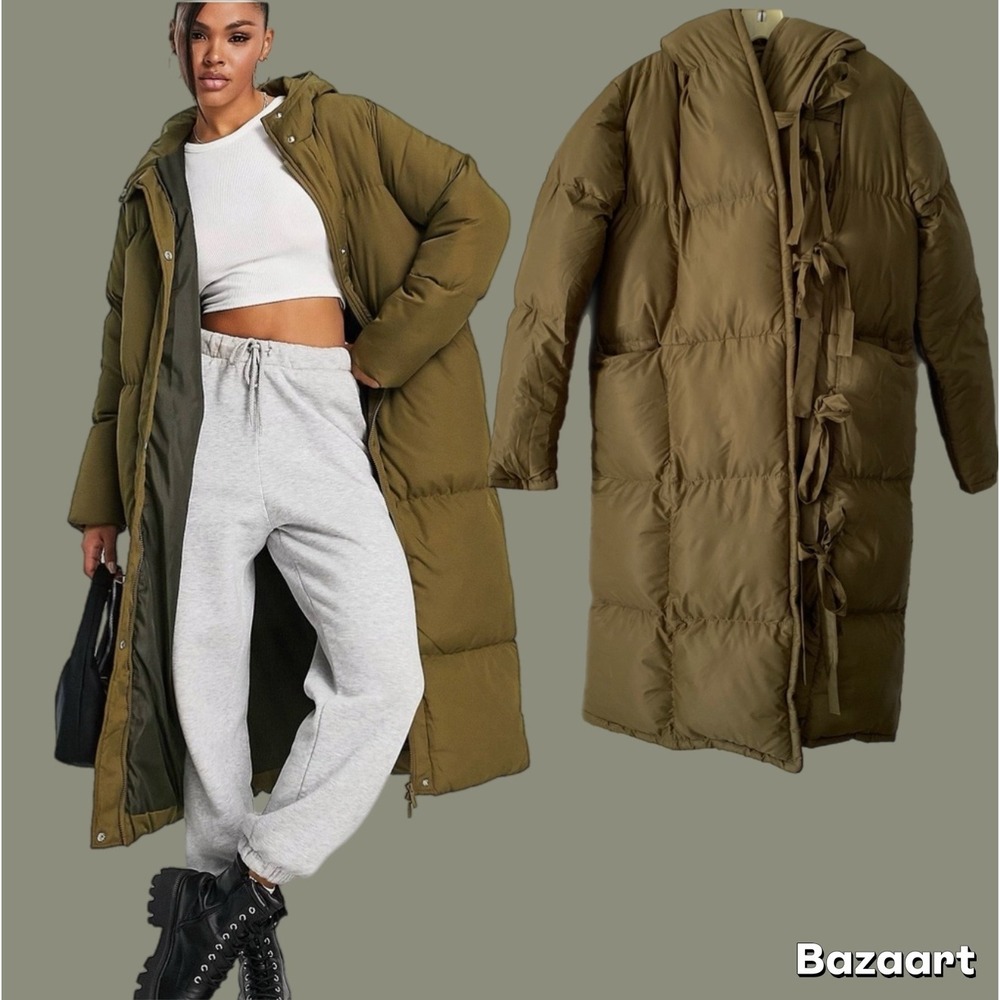 NWT Down Filled quilted Parka Jacket Coat blanket Kokos look army green puffer S